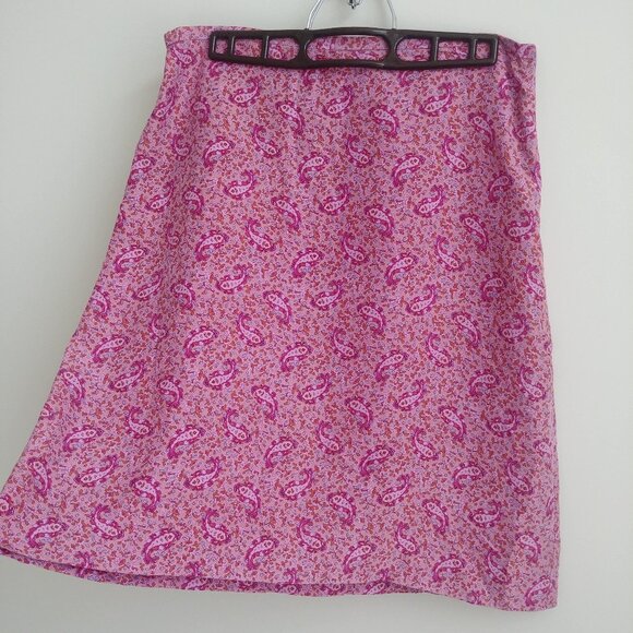 J. Crew 100% silk skirt size 8 pink paisley print - Picture 1 of 13